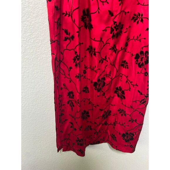 Vintage All That Jazz Women's Y2K 2000s 90s Red & Balck Floral Long Dress 5/6 - Picture 9 of 10
